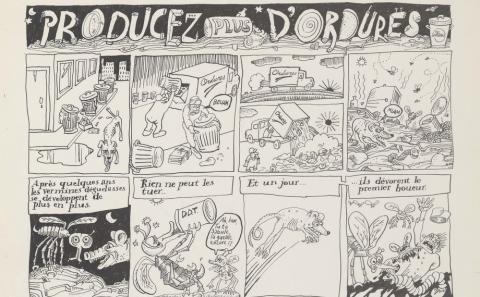 "Producez plus d'ordures", bande dessinée de Willem paru dans Charlie Hebdo, 1970 - source : Charlie Hebdo-BnF