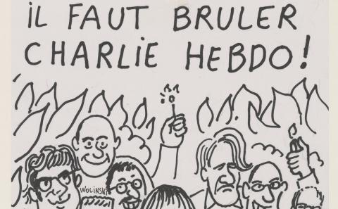 "Il faut brûler Charlie Hebdo", dessin de Wolinski, 2011 - source : Charlie Hebdo-BnF