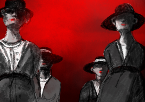 Illustrations tirées de l'application Hanna La Rouge, par Anja Kofmel
