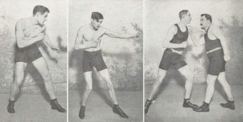 Arthur Cravan (au centre) en tenue de boxe dans La vie au grand air, mars 1910 - source : RetroNews-BnF