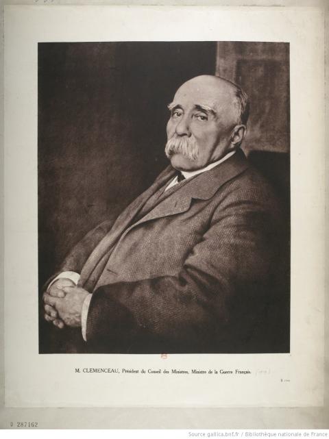 Le « père la victoire » Georges Clemenceau, responsable de la Censure exercée après l'armistice de novembre 1918 - source : Gallica-BnF