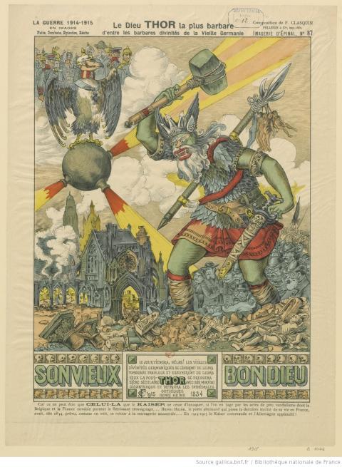 Le dieu Thor, la plus barbare d'entre les plus barbares divinités de la vieille Germanie, Image d’Epinal, 1914-15 - source : Gallica-BnF