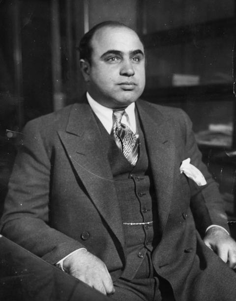 Al Capone, 1930 - source WikiCommons Federal Bureau of Investigation