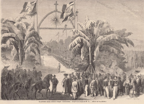 La première messe célébrée à Saïgon, Le Monde Illustré, 26 octobre 1861 - source : RetroNews-BnF