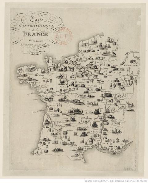 Carte gastronomique de la France, 1810 - source : Gallica-BnF