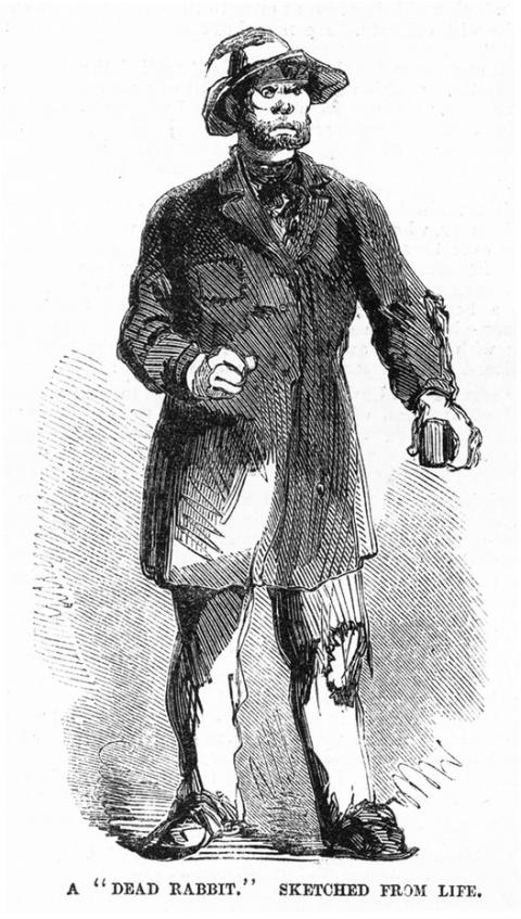 Un &quot;Dead Rabbit&quot;, illustration parue dans la presse américaine, 1857 - source WikiCommons / Library of Congress