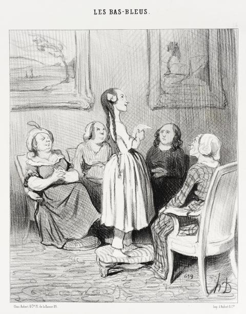 « ...Dussent-ils me maudire... », dessin extrait de la série Les bas-bleus, Honoré Daumier, Le Charivari, 1844 - source : WikiCommons