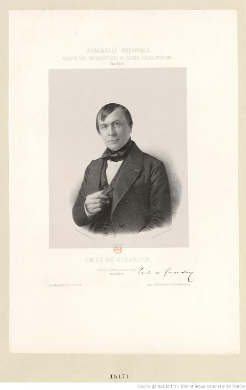 Émile de Girardin, E. Desmaisons ; Goupil, Vibert et Cie, Paris, 1849  - source : Gallica-BnF