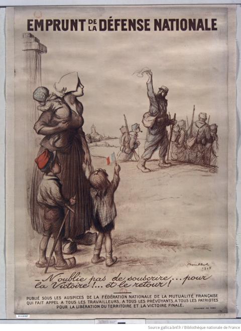 Affiche en faveur de l’emprunt pour la défense nationale, Francisque Poulbot, 1915 – source : Gallica-BnF