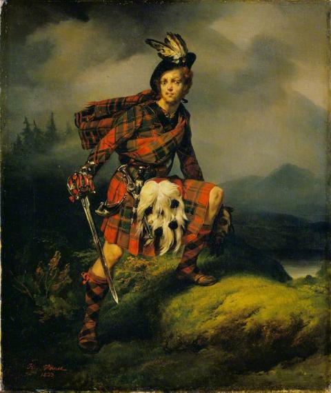 Allan M'Aulay, personnage du roman Une légende de Montrose de Walter Scott, peinture d'Horace Vernet, 1823 - source WikiCommons