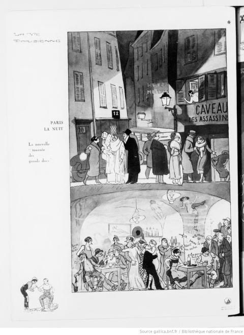 Illustration inspirée du Caveau rouge parue dans La Vie Parisienne, 1932 – source : Gallica-BnF
