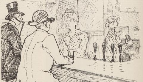 « Gin - Cocktail », dessin de Toulouse-Lautrec dans Le Courrier Français, 1886 – source : Gallica-BnF