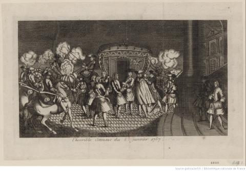 « L'Horrible attentat du 5 janvier 1757 », estampe - source : Gallica-BnF