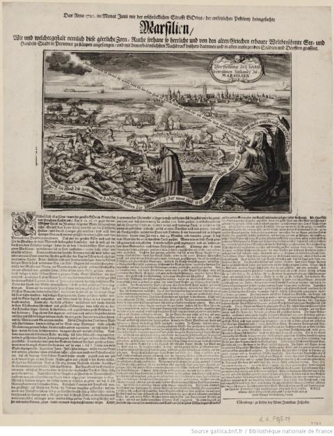 La Peste de Marseille, estampe, circa 1750 - source : Gallica-BnF