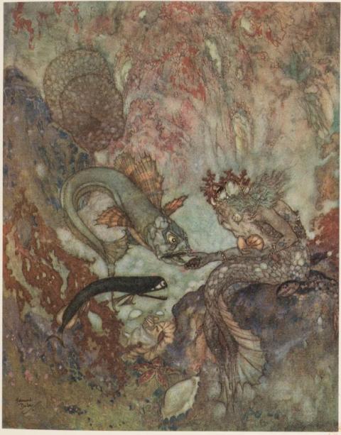 La Petite sirène, illustration d&#039;Edmund Dulac, 1911 - source Gallica BnF