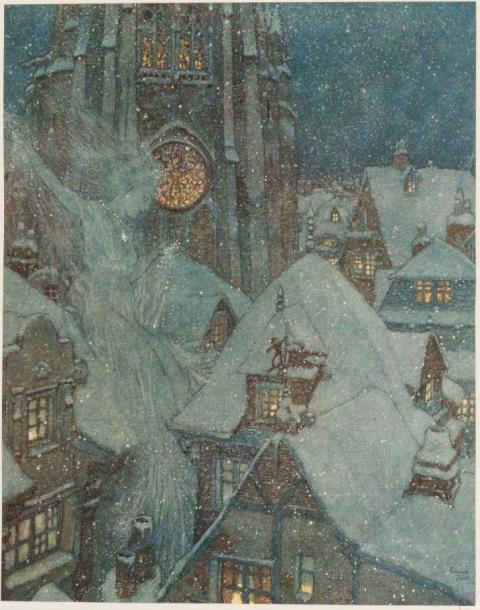 La Reine des neiges, illustration d&#039;Edmund Dulac, 1911 - source : Gallica-BnF