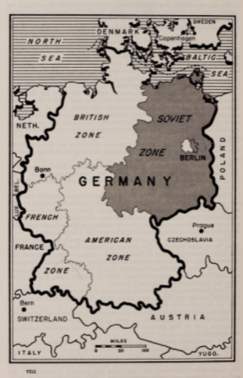 Les zones d&#039;occupation des Alliés en Allemagne après la Seconde Guerre mondiale.